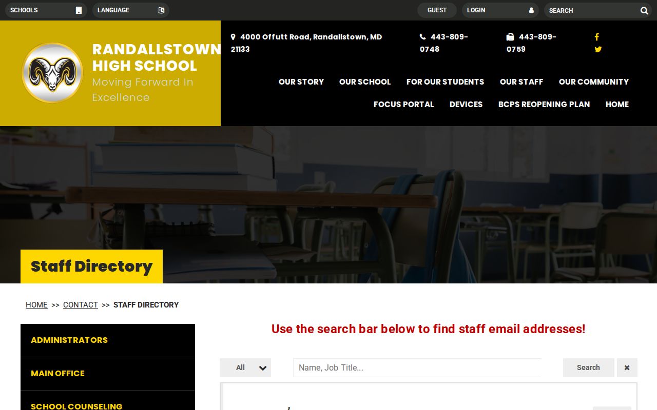 Randallstown people directories school staff page