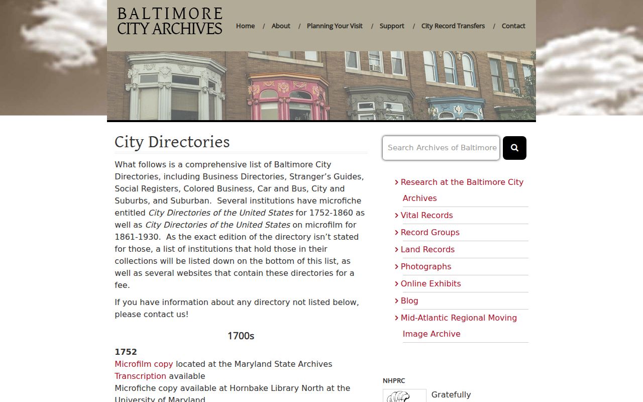 Randallstown people directories Maryland Archives directory inventory